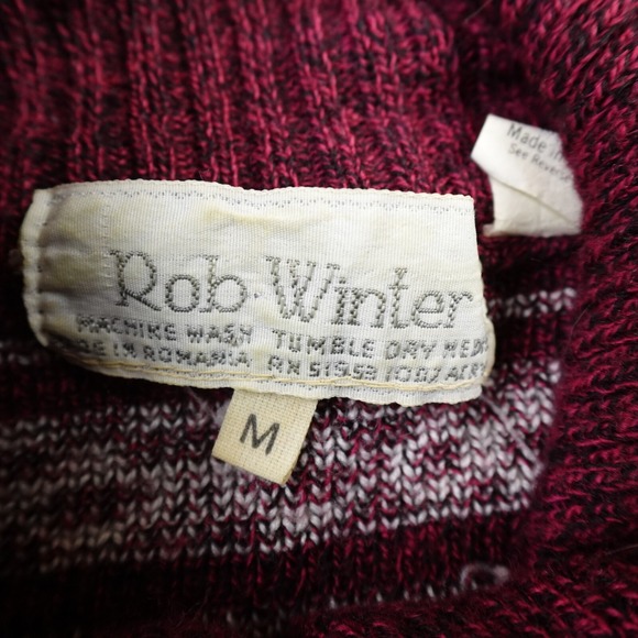 VTG Rob Winter Sweater Mens M Red Nordic Fair Isle Aztec Zip Sweatshirt Jacket - Picture 3 of 8